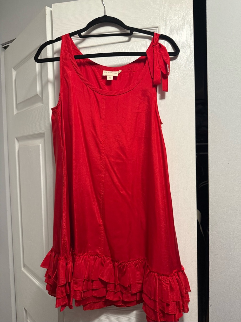Red Ruffle-Hem Sleeveless Dress